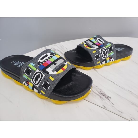 NEW NO BOX Ecko SLIP-ON SLIDE SANDALS Mens 8 yellow waterproof water shoe slides - Picture 1 of 6